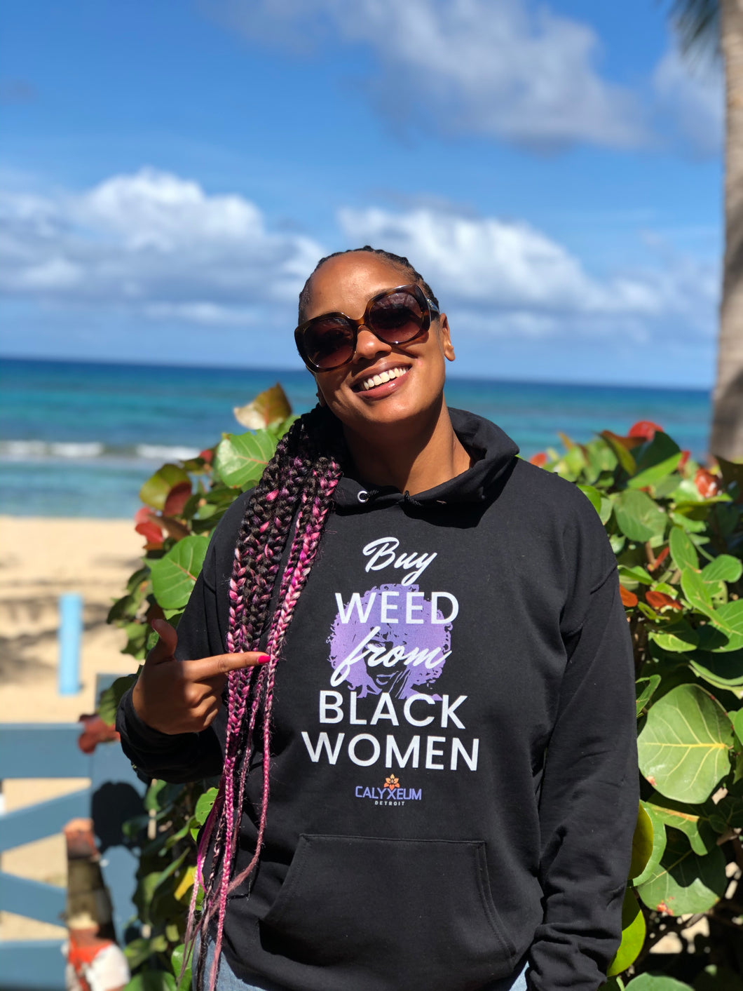 Buy Weed From Black Women Hoodie- Black & Purple AFRO- SALE
